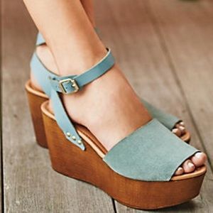 Seychelles Blue Suede Platforms